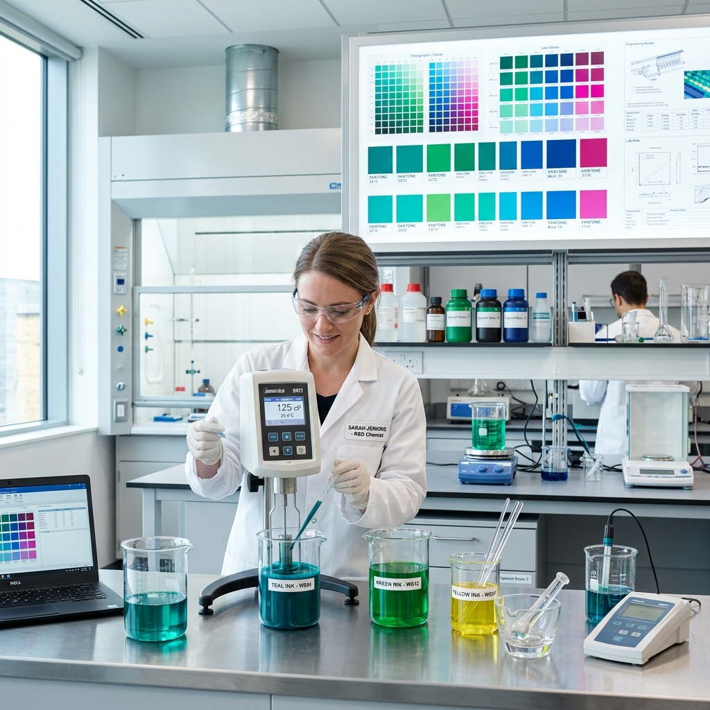 Modern flexo ink laboratory background